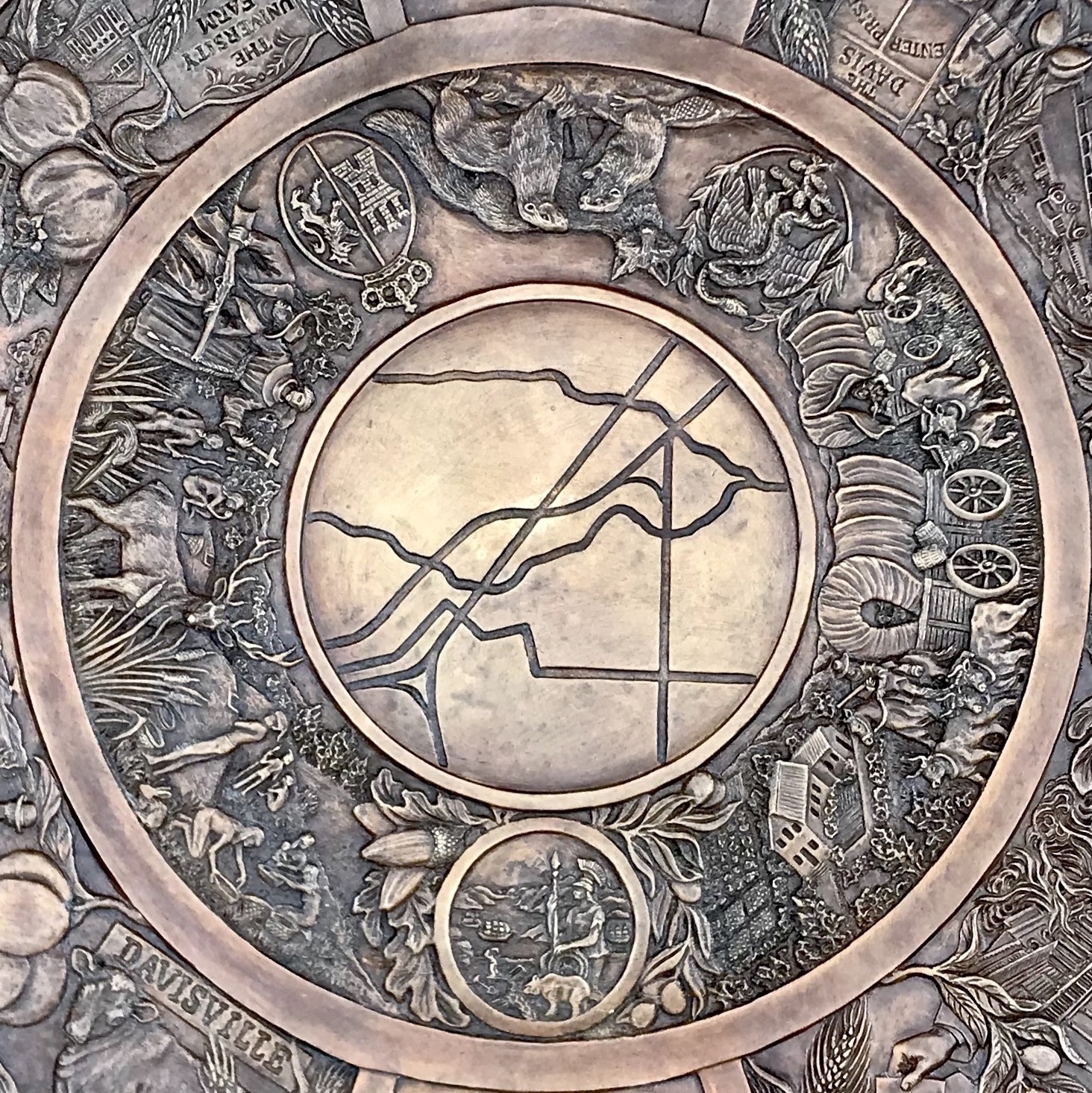Detail of Bronze Davis Centennial Seal