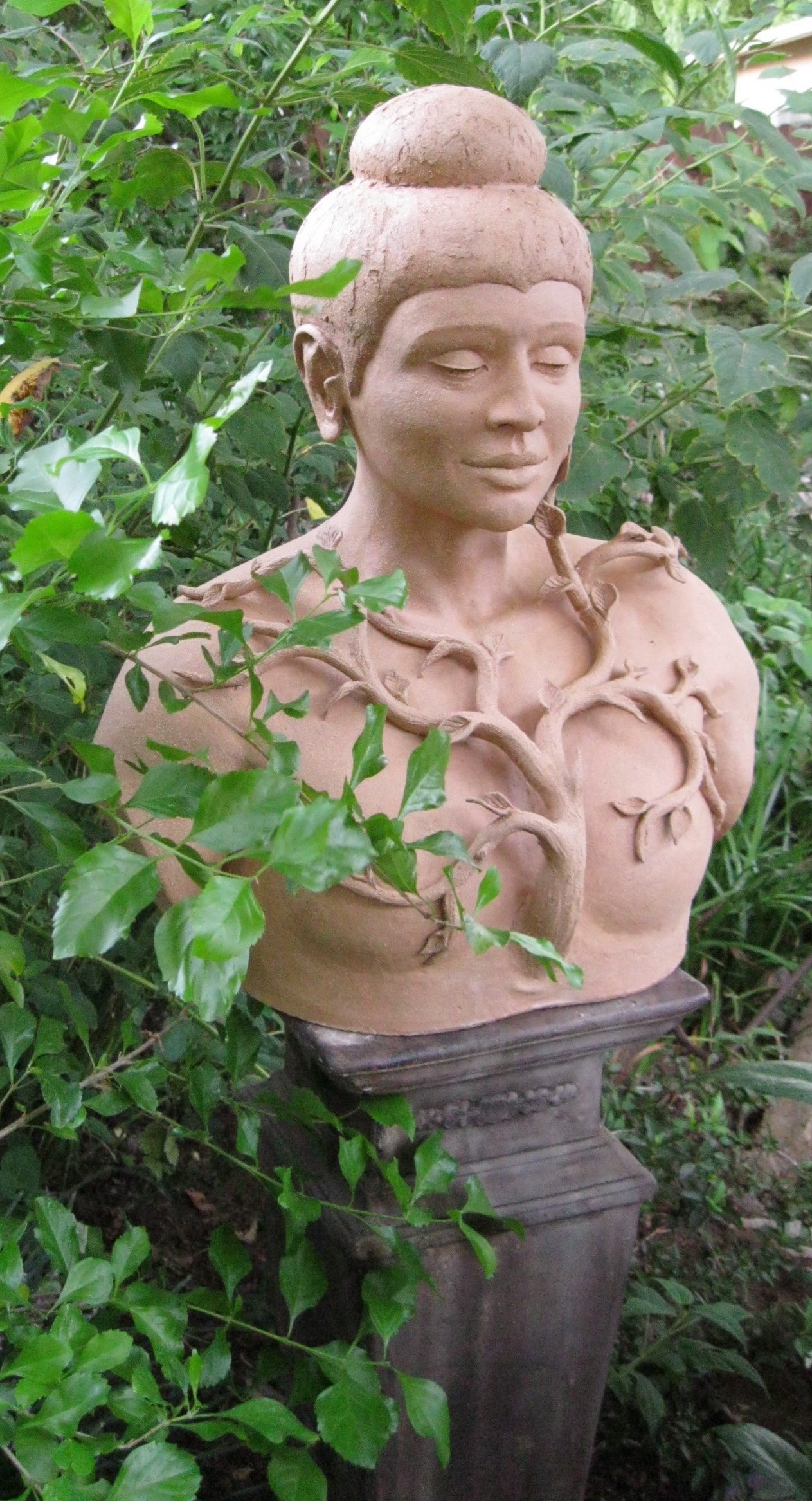 Garden Sculpture of Meditative Woman