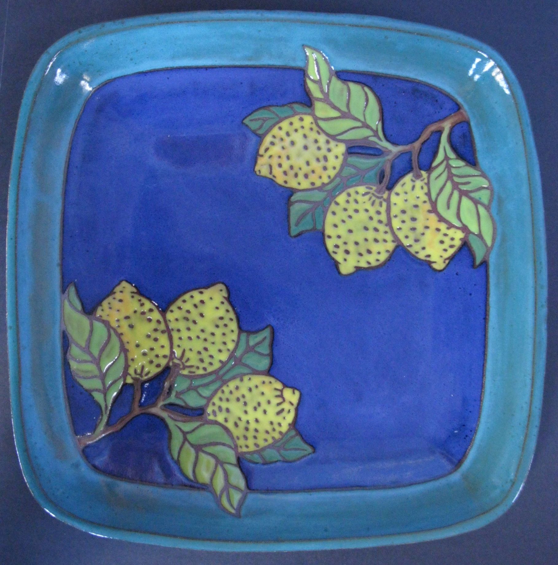 Blue and Turquoise Lemon Platter