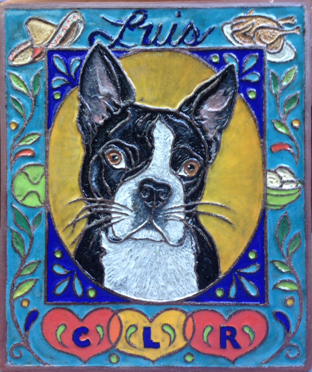 Colorful Ceramic Memorial Tile for Beloved Dog