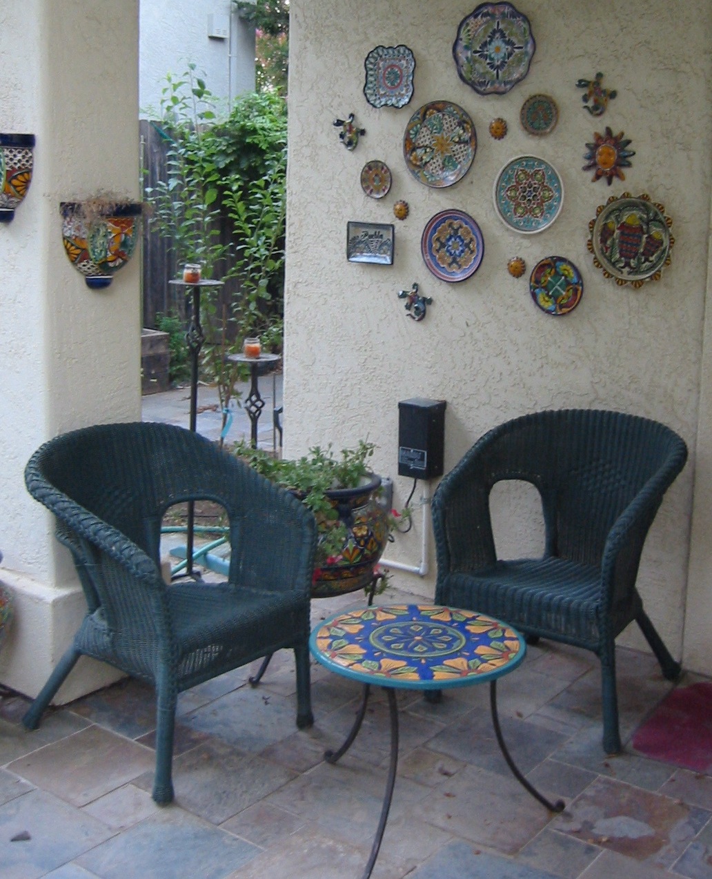Colorful Round Patio Table with Mandala Desgin