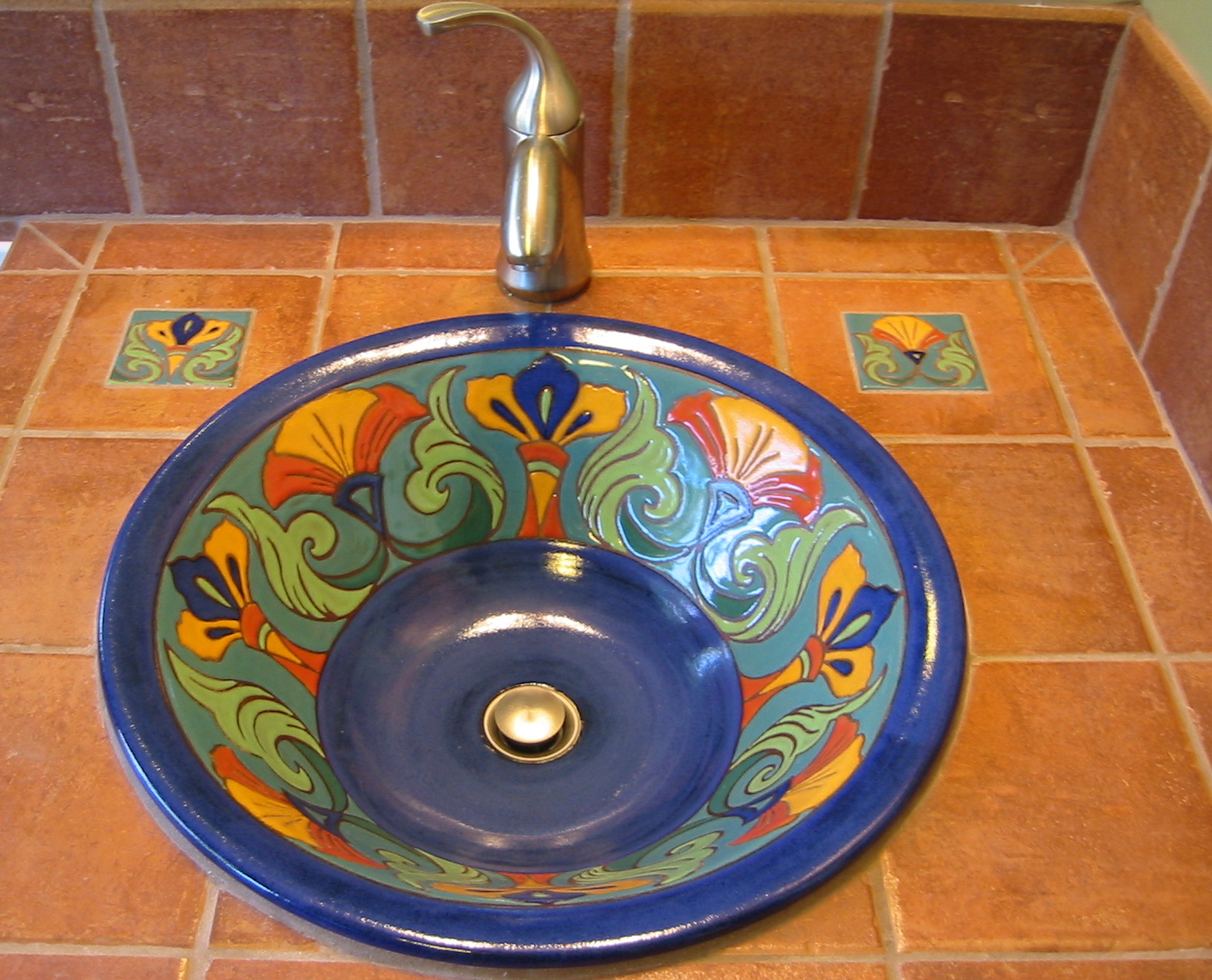 Ceramic Sink in California Cuerda Seca Style