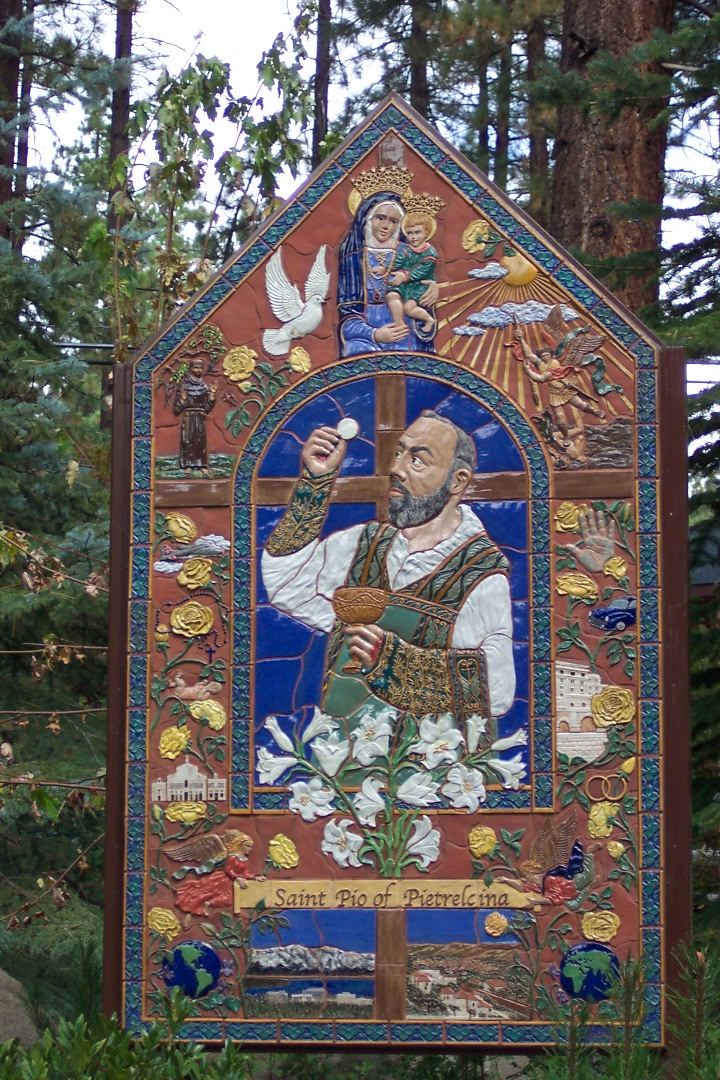 Carved Ceramic Mural of Saint Pio of Pietrelcina